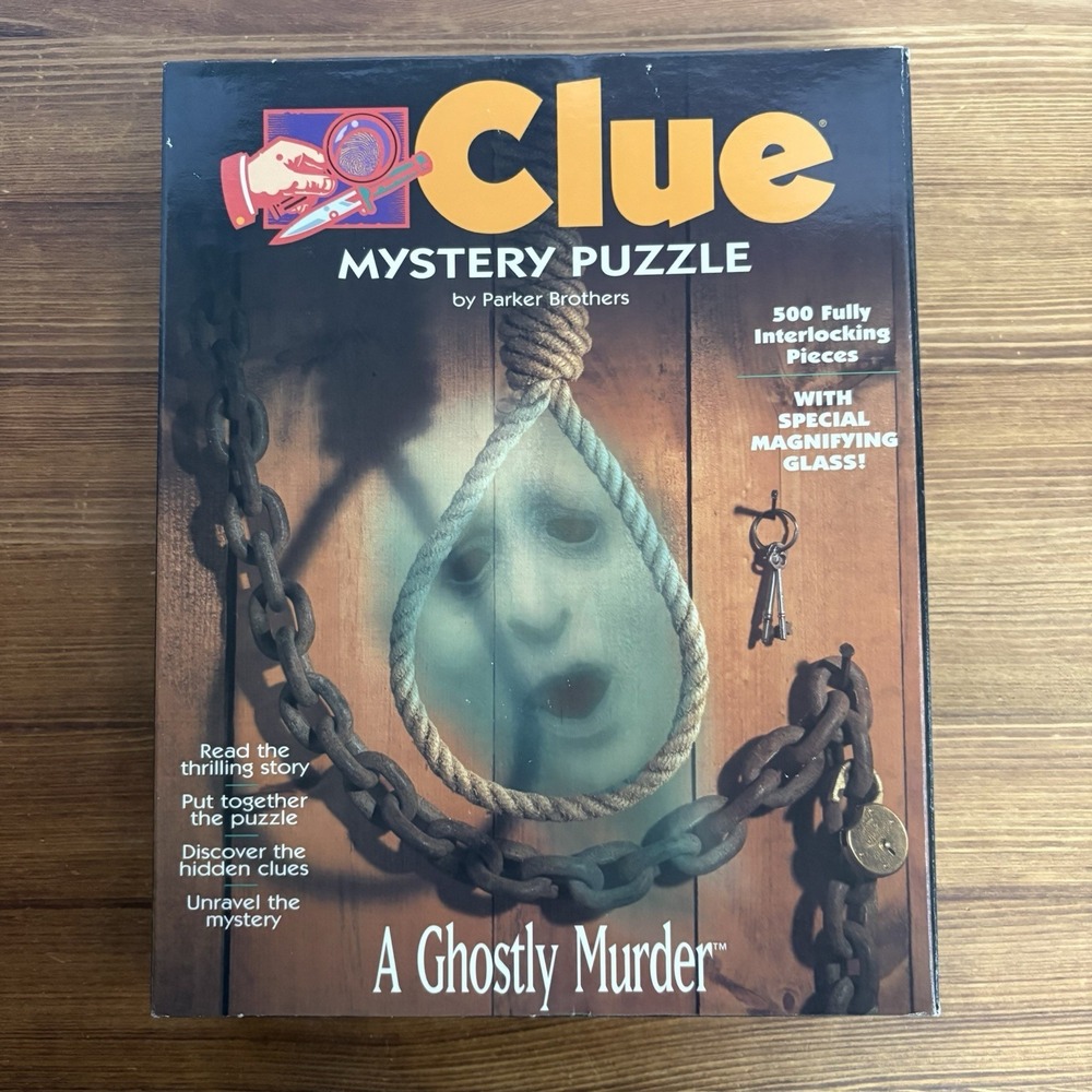 1996 Clue Mystery Puzzle A Ghostly Murder 500 Pc Complete w/ Book & Magnifier - Picture 4 of 8